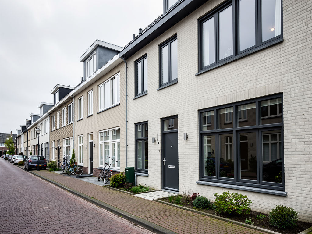 rijtjeshuis in Slootdorp met antracietgrijze kunststof kozijnen
