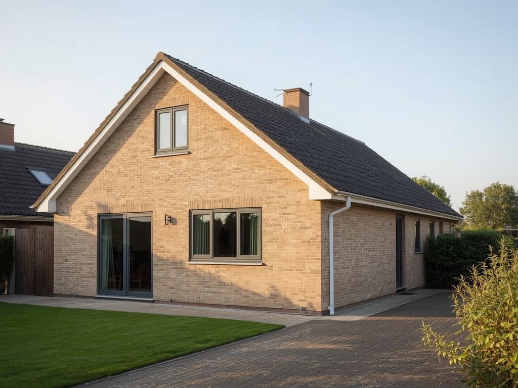 vrijstaande bungalow in Warmenhuizen met antraciet grijze kunststof kozijnen en lichte gevel