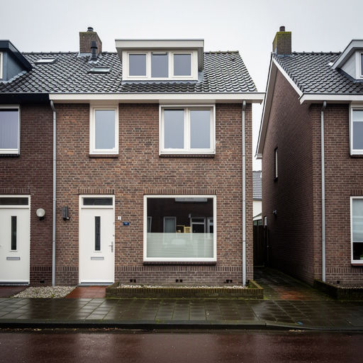Moderne woning in Sint Maartensvlotbrug met strakke witte kunststof kozijnen aan de voorgevel