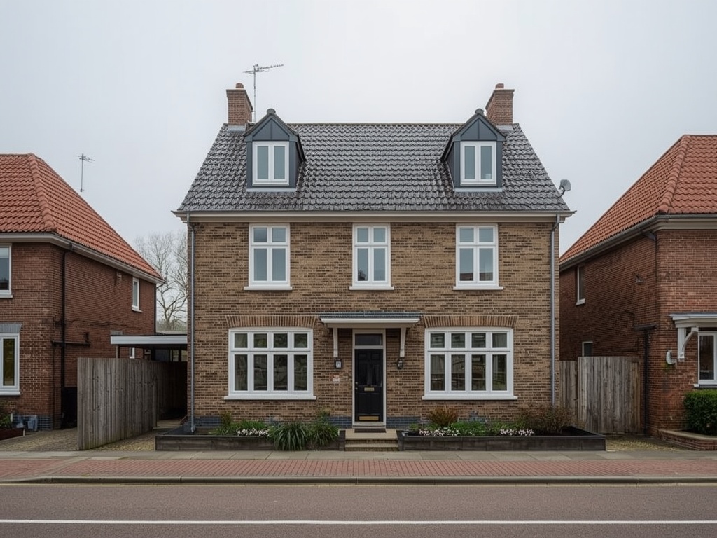 Kunststof kozijnen in een karakteristieke gevel in Schagen met groene omgeving