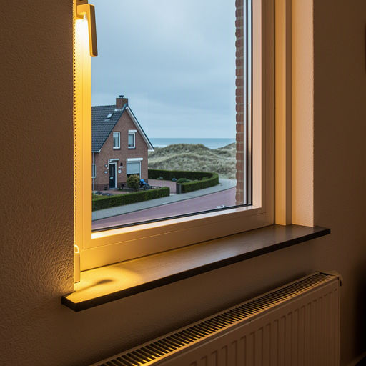 lichthallen in woonkamer door terugliggend wit kunststof raamkozijn met zicht op tuin in Wieringerwerf
