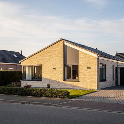 vrijstaande woning in Anna Paulowna met antraciet grijze kunststof kozijnen en crèmekleurige gevel